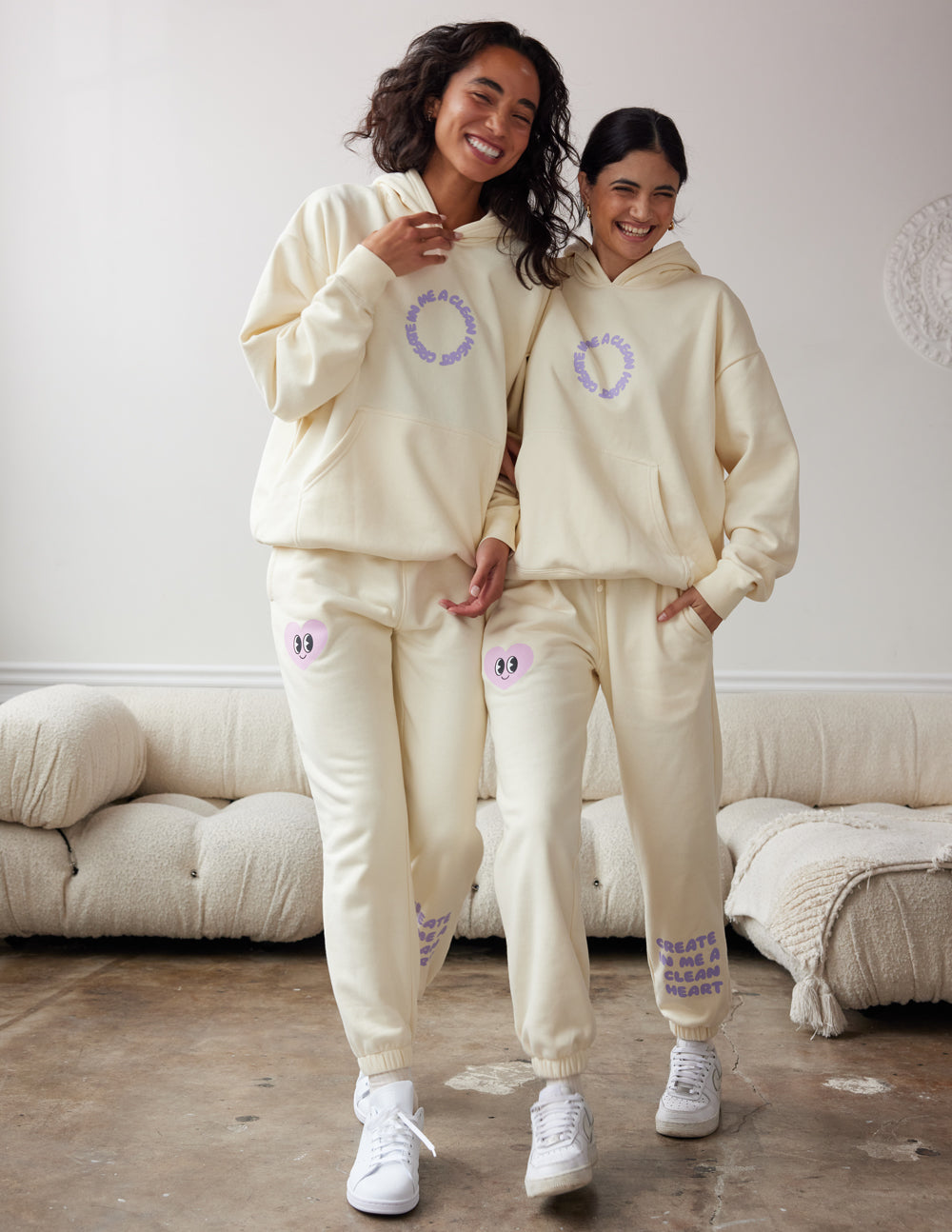 Create in Me a Clean Heart Unisex Sweatpants | Relaxed Christian Joggers | Ivory