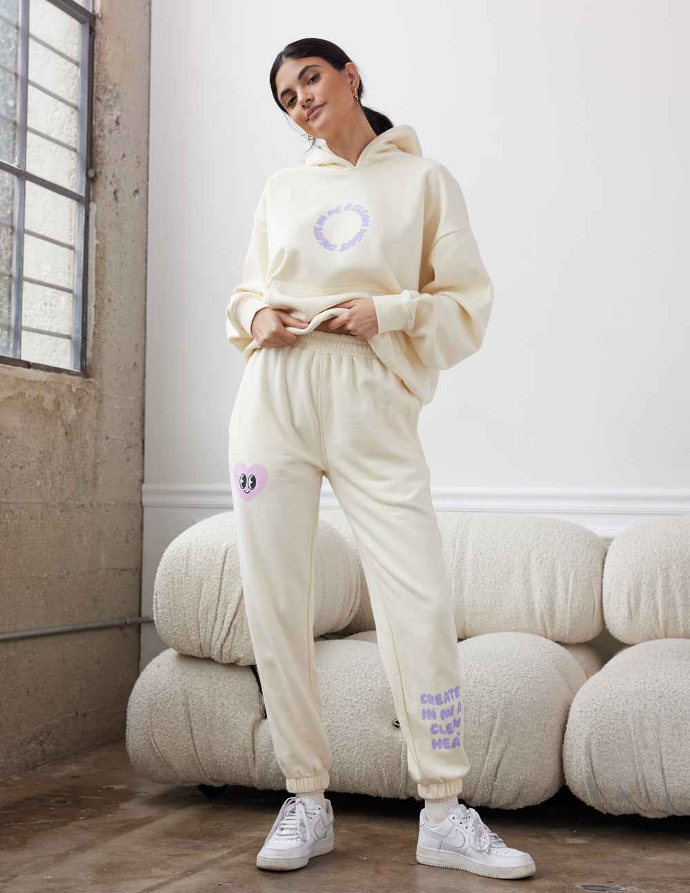 Create in Me a Clean Heart Unisex Sweatpants | Relaxed Christian Joggers | Ivory