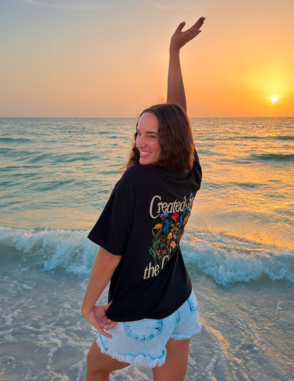Created by the Creator Black Floral Oversized T-Shirt