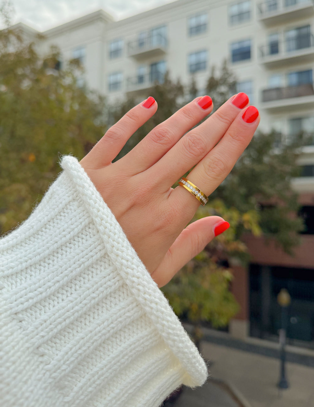 Matching gold-tone gem-accented band, product view