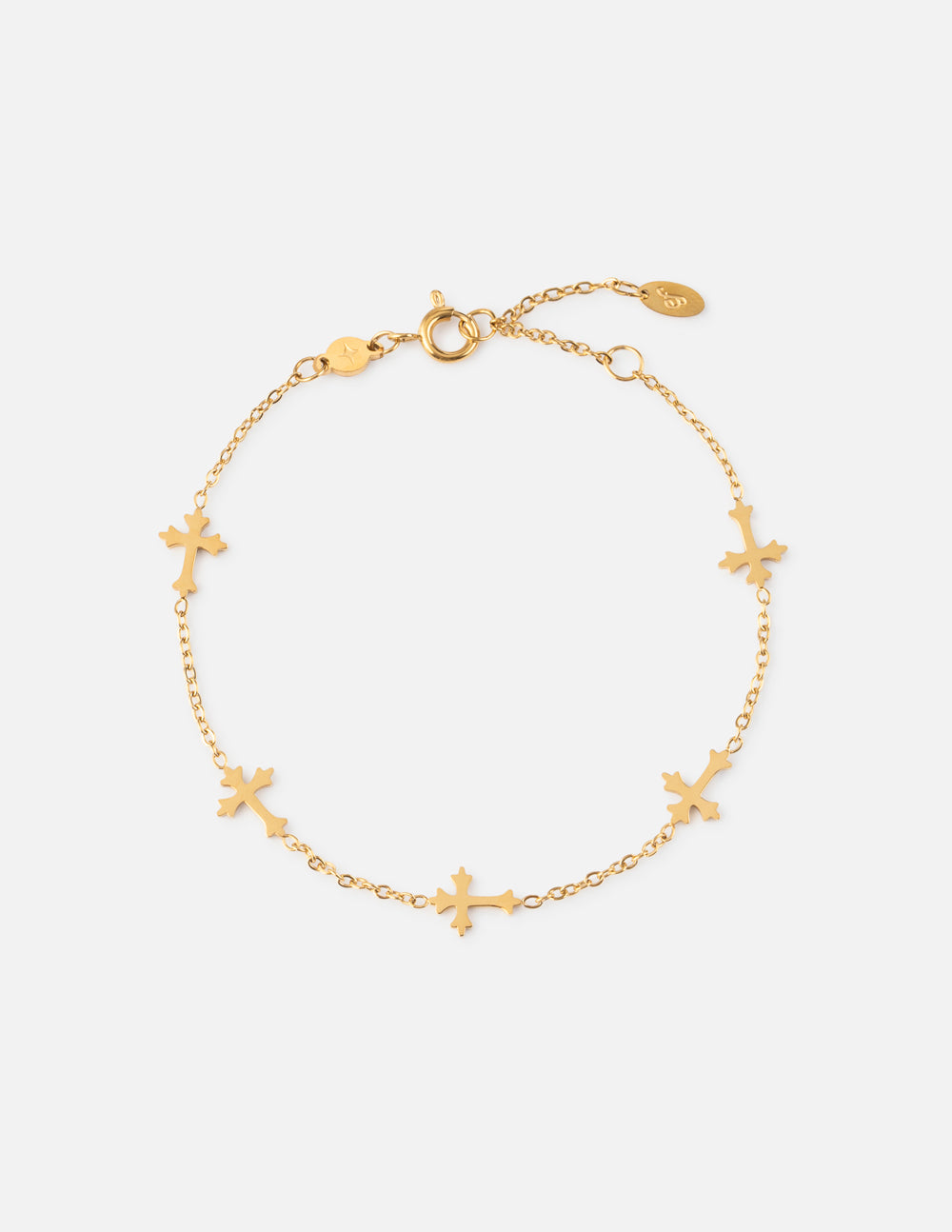 Gold-tone Cross Link Bracelet with cross accents and adjustable fastening