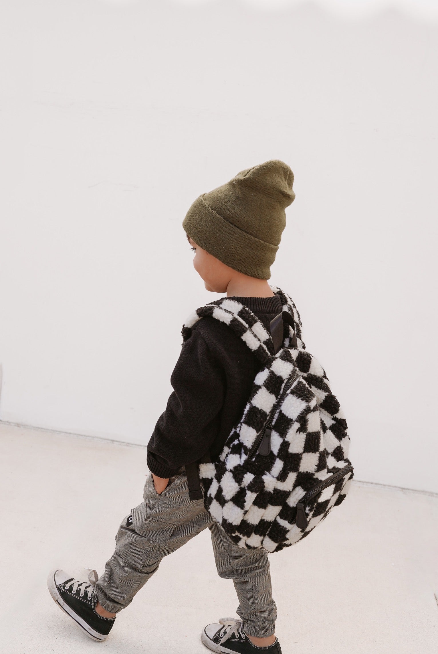 Black &amp; White Sherpa Backpack