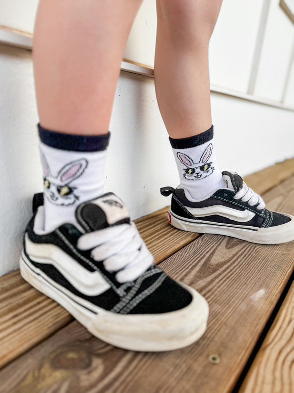 Rad Bunny with Pink Bunny Foot Crew Socks