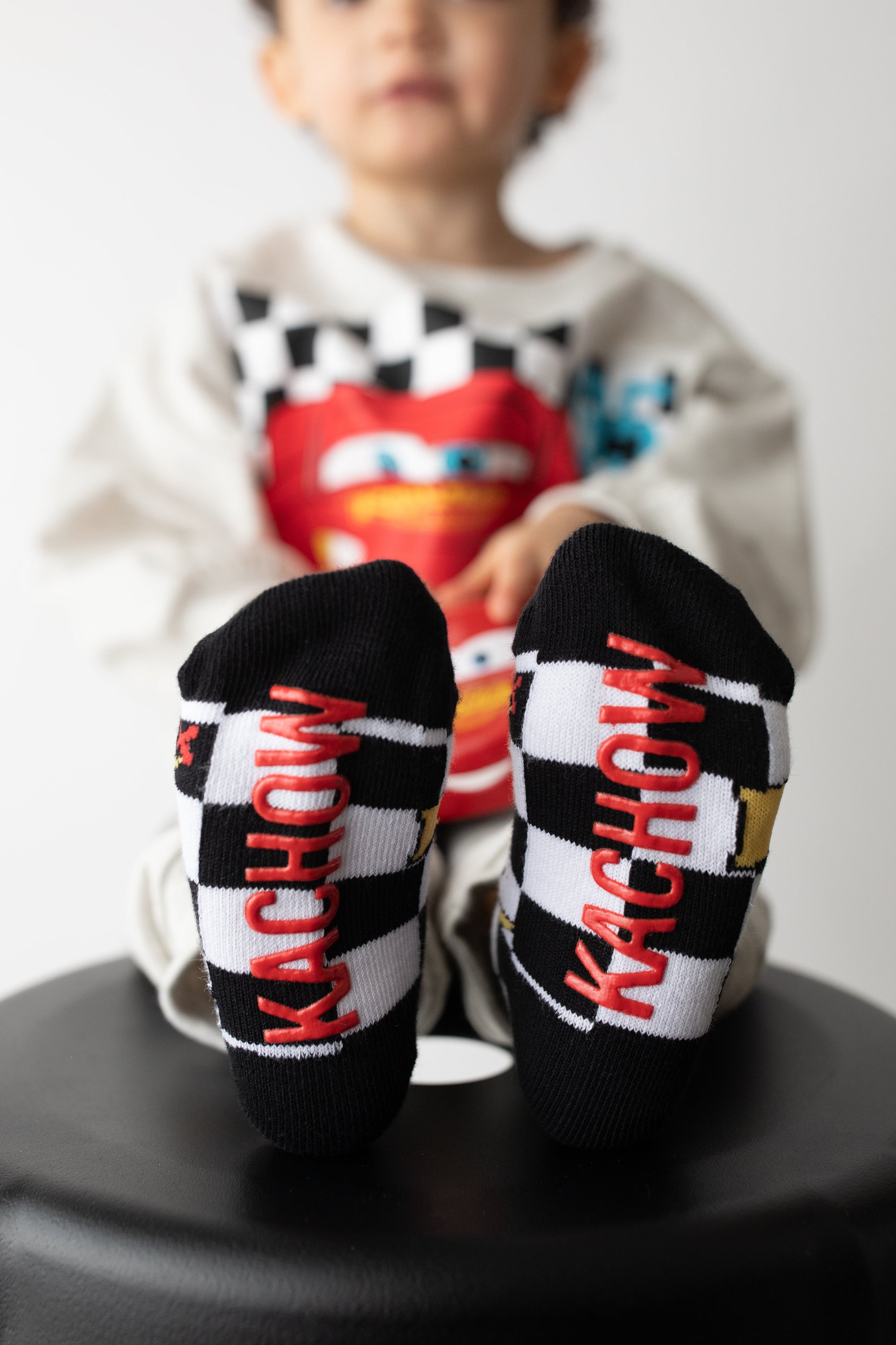 Kachow V2 Kids and Family Socks | Graphic Checker Crew Socks