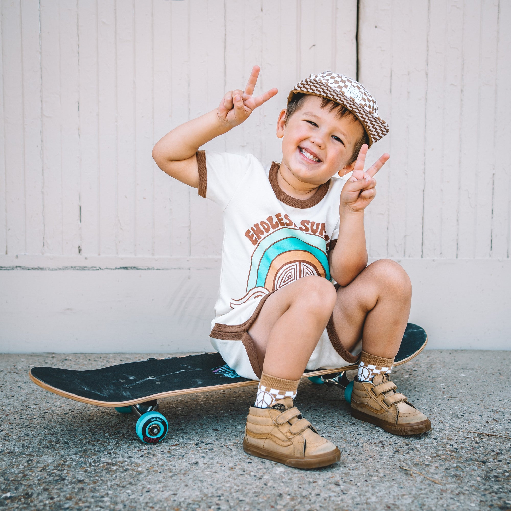 Tatum Peace Checker Socks | Neutral Checker Kids and Family Socks