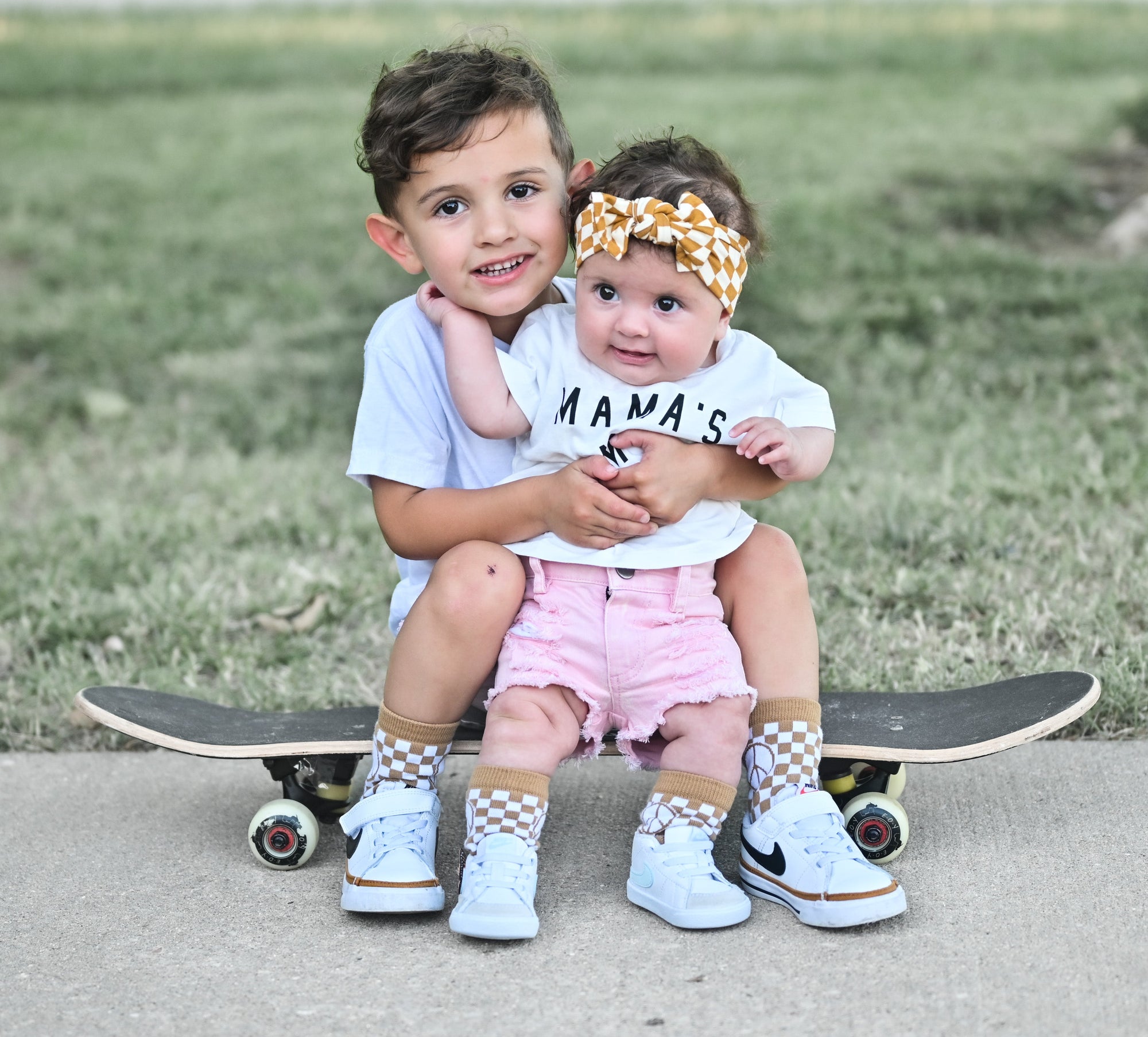 Tatum Peace Checker Socks | Neutral Checker Kids and Family Socks