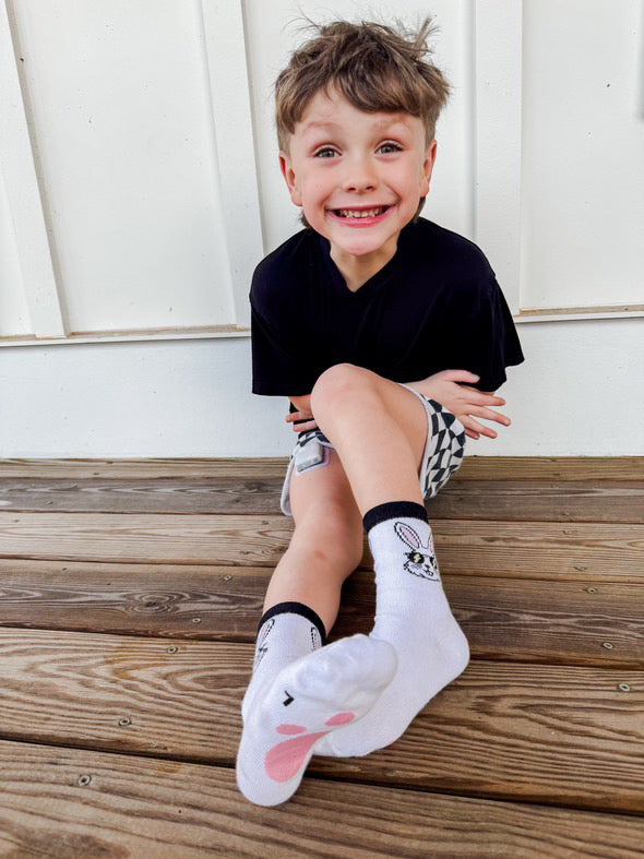 Rad Bunny with Pink Bunny Foot Crew Socks
