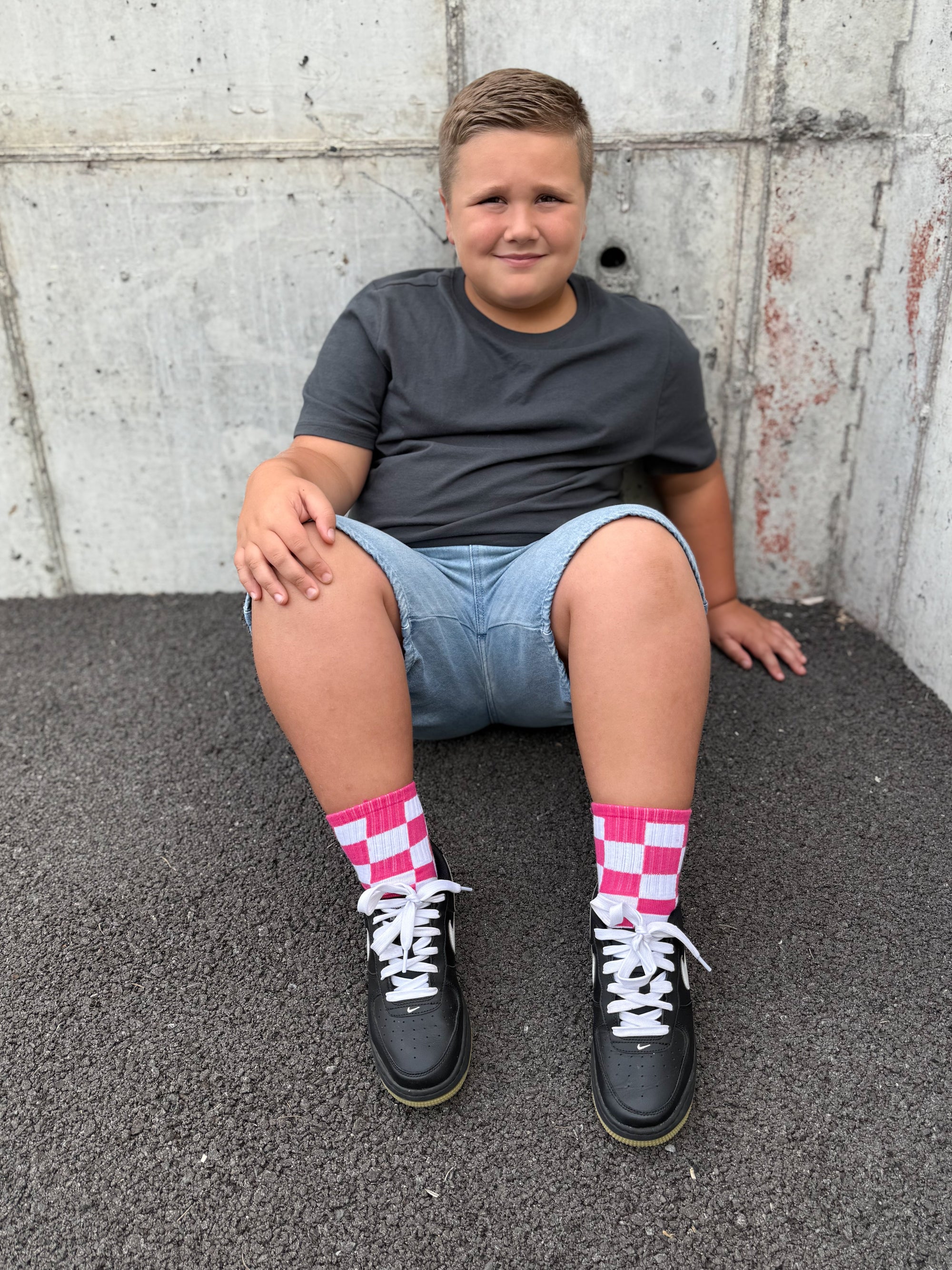 Pink Checks Kids and Family Socks | Checker Crew Socks