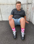 Pink Checks Kids and Family Socks | Checker Crew Socks