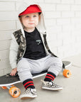 Red Black V2 Grip Socks for Kids | Toddler & Youth Boutique Socks