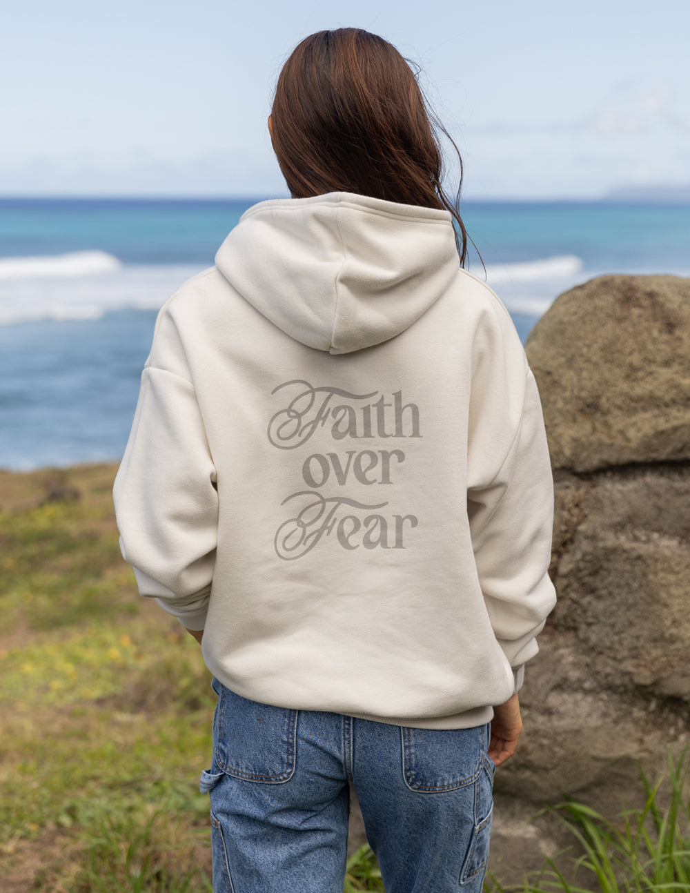 Faith Over Fear Taupe Unisex Hoodie | Faith Based Boutique Hoodie