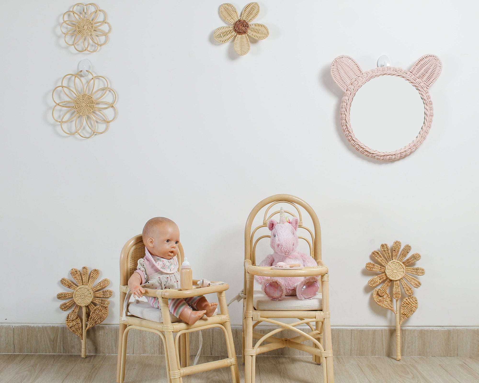 Sweet Bloom Rattan Flower Wall Art – Cute Boho Nursery &amp; Girls Room Decor