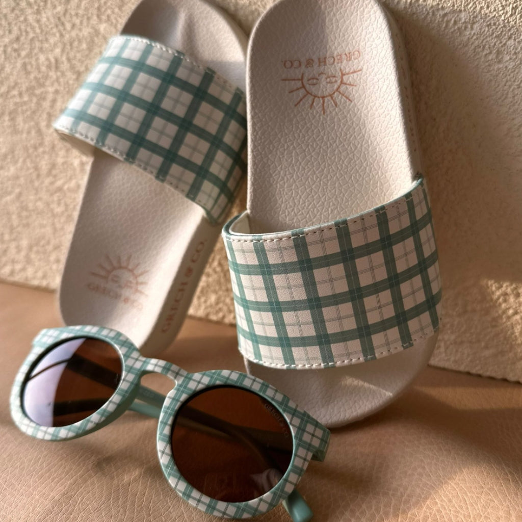Slide Sandal Fern Plaid Kids Summer Sandals