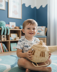 Rattan Toy Helicopter – Handcrafted Boho Pretend Play Toy for Kids | Montessori Airplane Nursery Decor