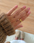 Gemstone Logo Gold-Tone Ring