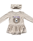 Baby Girl Long Sleeve Bodysuit Dress Set