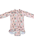 Girl's One-Piece Ruffle Rash Guard Swimsuit