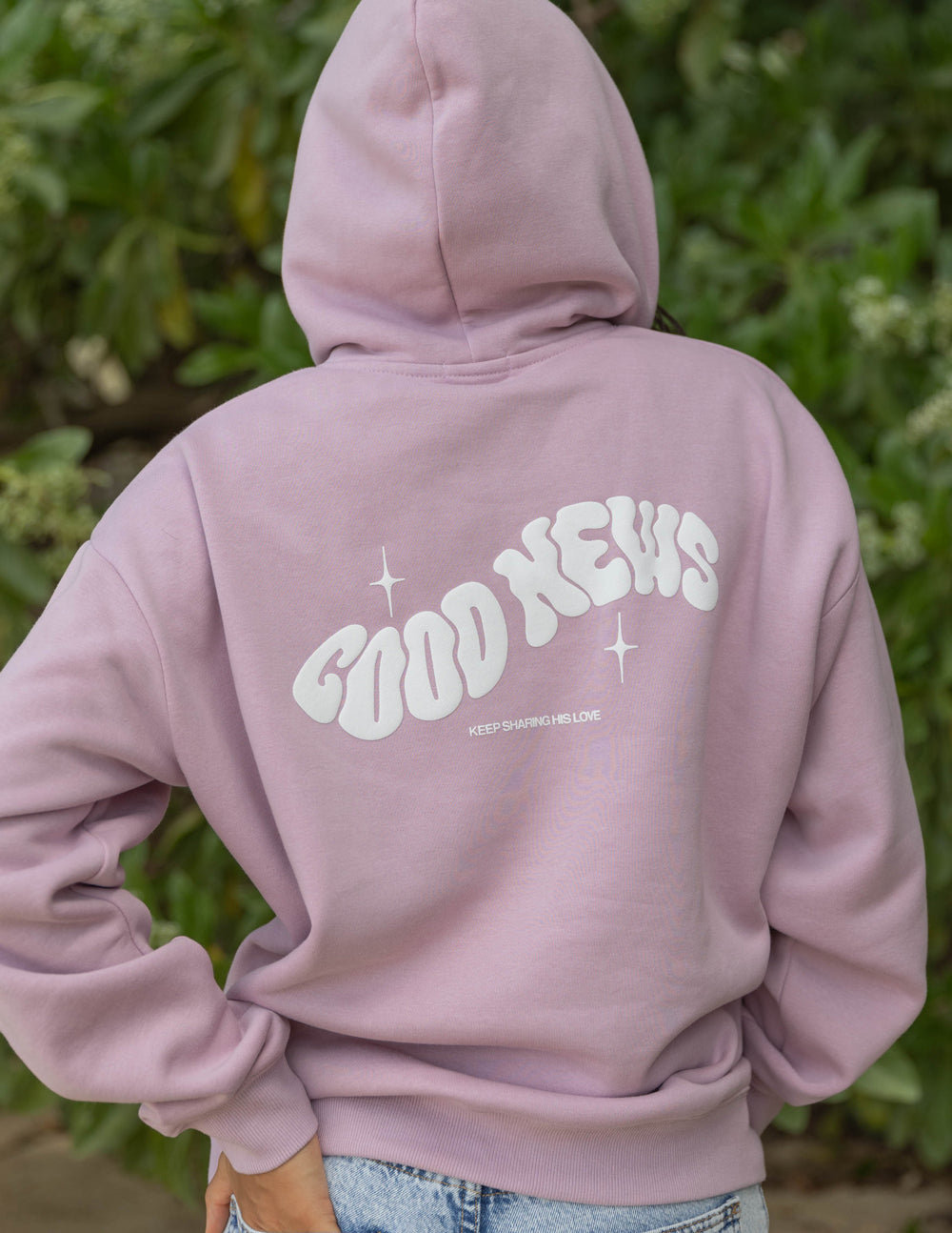 Good News Christian Hoodie Keepsake Lilac Unisex Faith Hoodie