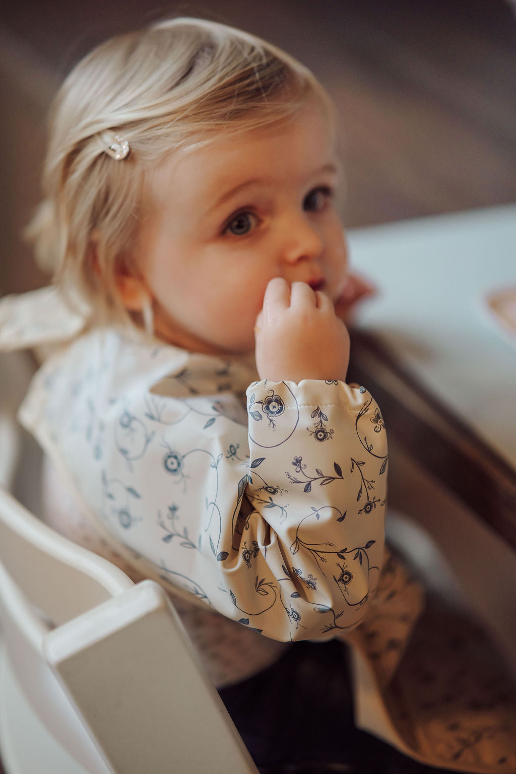 Smock Bib Scandi Floral Waterproof OEKO TEX Long Sleeve Bib