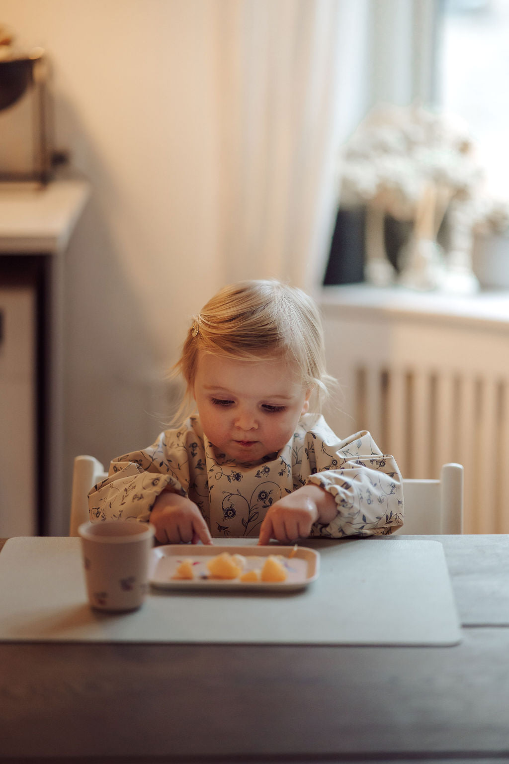 Smock Bib Scandi Floral Waterproof OEKO TEX Long Sleeve Bib