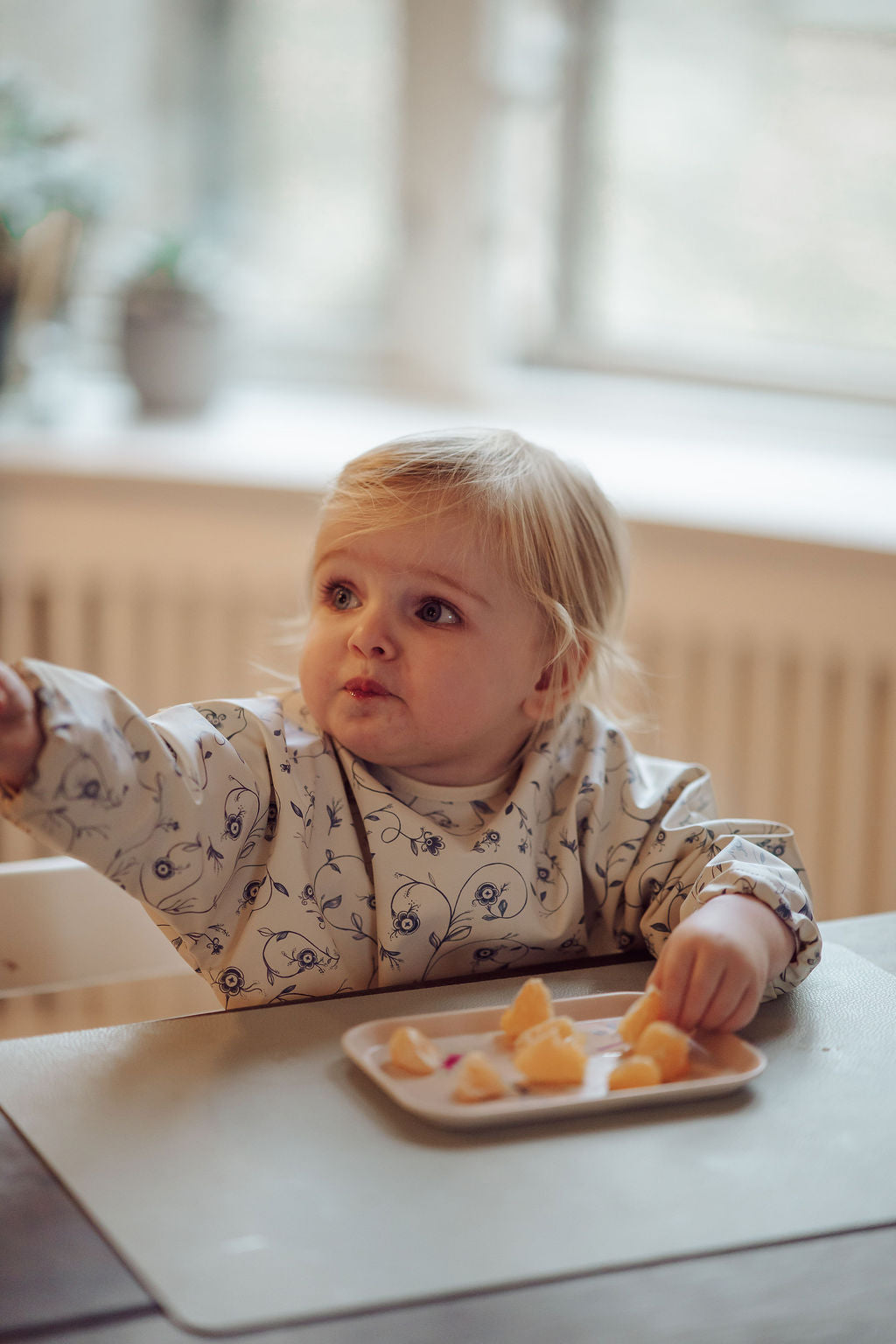 Smock Bib Scandi Floral Waterproof OEKO TEX Long Sleeve Bib