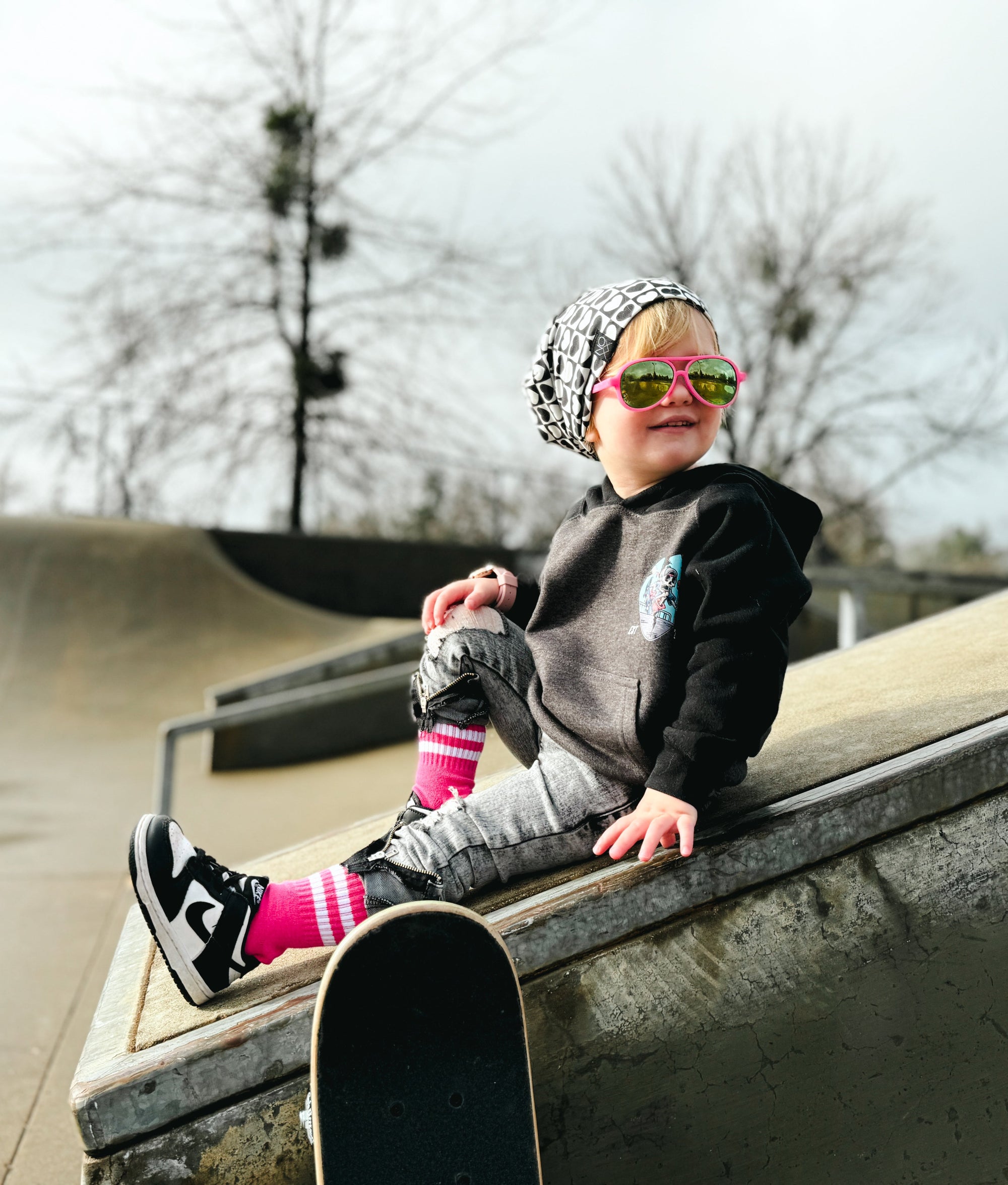 Paige Kids and Family Socks | Pink Stripe Everyday Crew Socks
