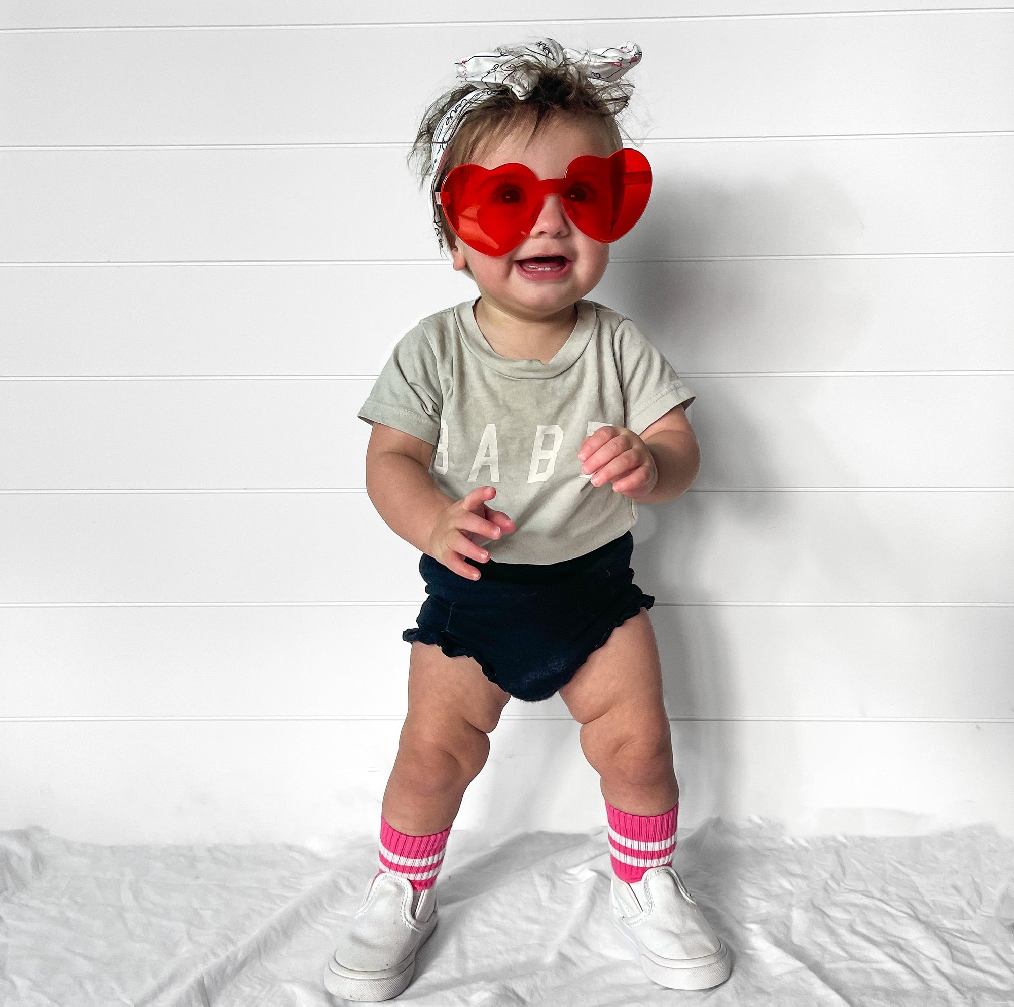 Paige Kids and Family Socks | Pink Stripe Everyday Crew Socks