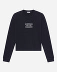 Front product view of Jet Black long sleeve tee with small Chicago chest lettering