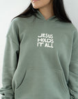 Jesus Holds It All Unisex Hoodie | Faith Based Relaxed Hoodie