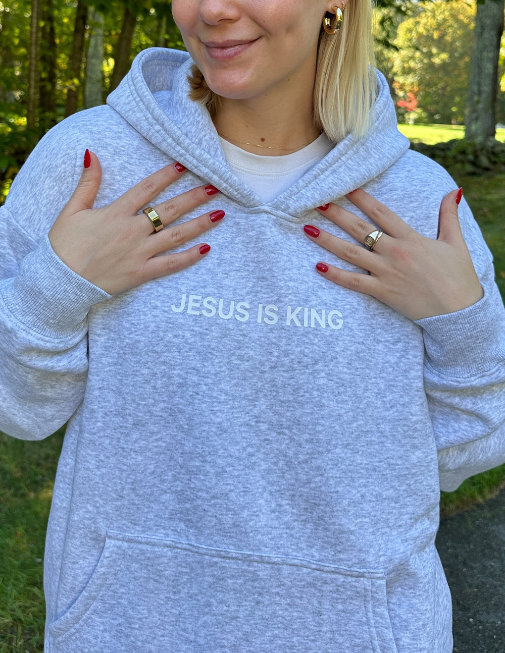 Jesus Is King Heather Grey Hoodie