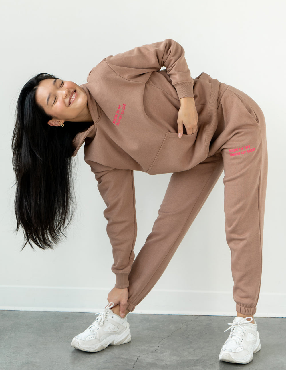 Made in the Image of God Brown Unisex Sweatpants | Faith Based Relaxed Fit Fleece Joggers