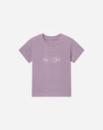 Front view of the Quiet Violet Me Plus God Kids Tee with short sleeves and a crew neckline