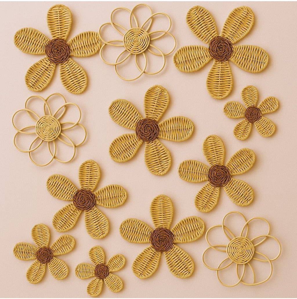 Sweet Bloom Rattan Flower Wall Art – Cute Boho Nursery &amp; Girls Room Decor