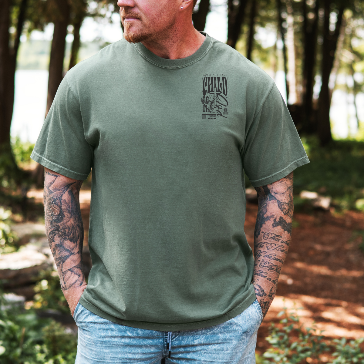 Child of God – Men’s Christian T-Shirt with Angel Design (2 Corinthians 6:18)