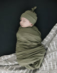 Olive Bamboo Newborn Knot Hat
