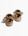 Newborn Almond Speckles Knotted Bow Baby Shoe
