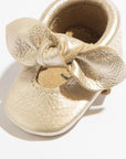Newborn Platinum Knotted Bow Baby Shoe