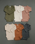 Winter Green Organic Snap Long Sleeve Ribbed Bodysuit