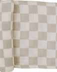 Taupe Checkered Muslin Swaddle Blanket