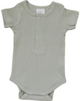 Sage Organic Cotton Ribbed Snap Bodysuit