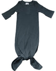 Charcoal Organic Cotton Ribbed Knot Gown
