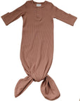 Dusty Rose Organic Cotton Ribbed Knot Gown