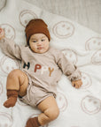 Smiley Taupe Plush Blanket