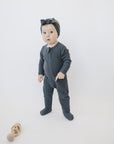 Charcoal Organic Cotton Ribbed Zipper