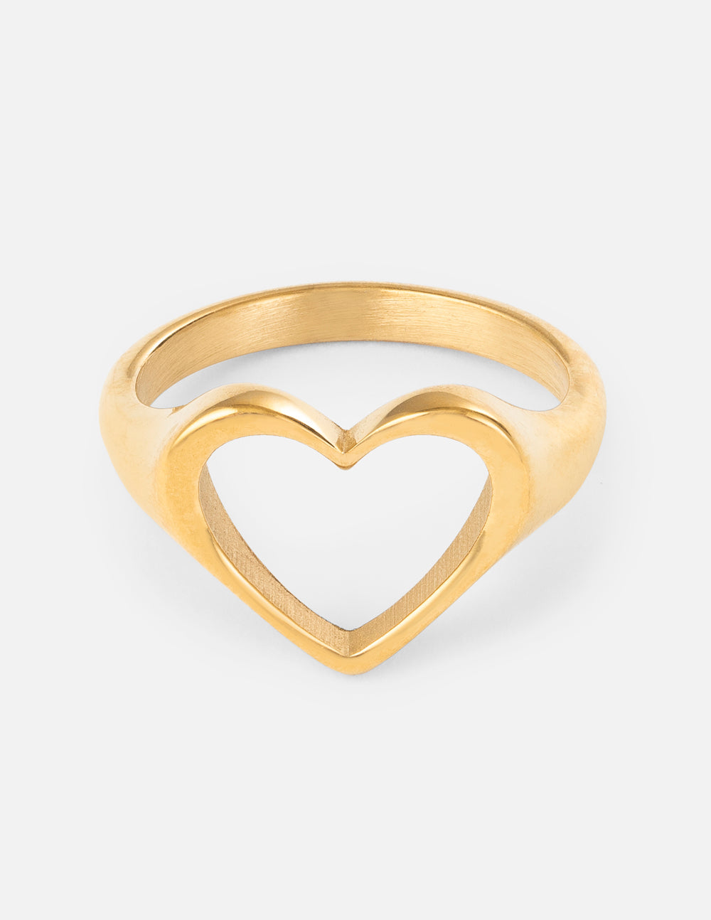 Gold-tone Open Heart Ring with heart-shaped centerpiece and smooth band