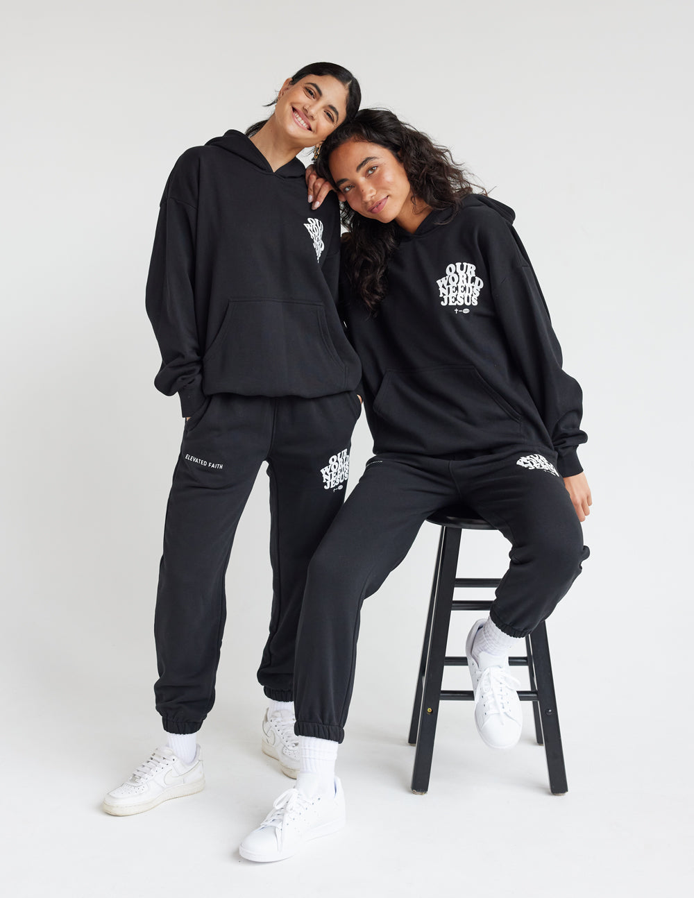Our World Needs Jesus Black Unisex Sweatpants | Faith Based Premium Loungewear
