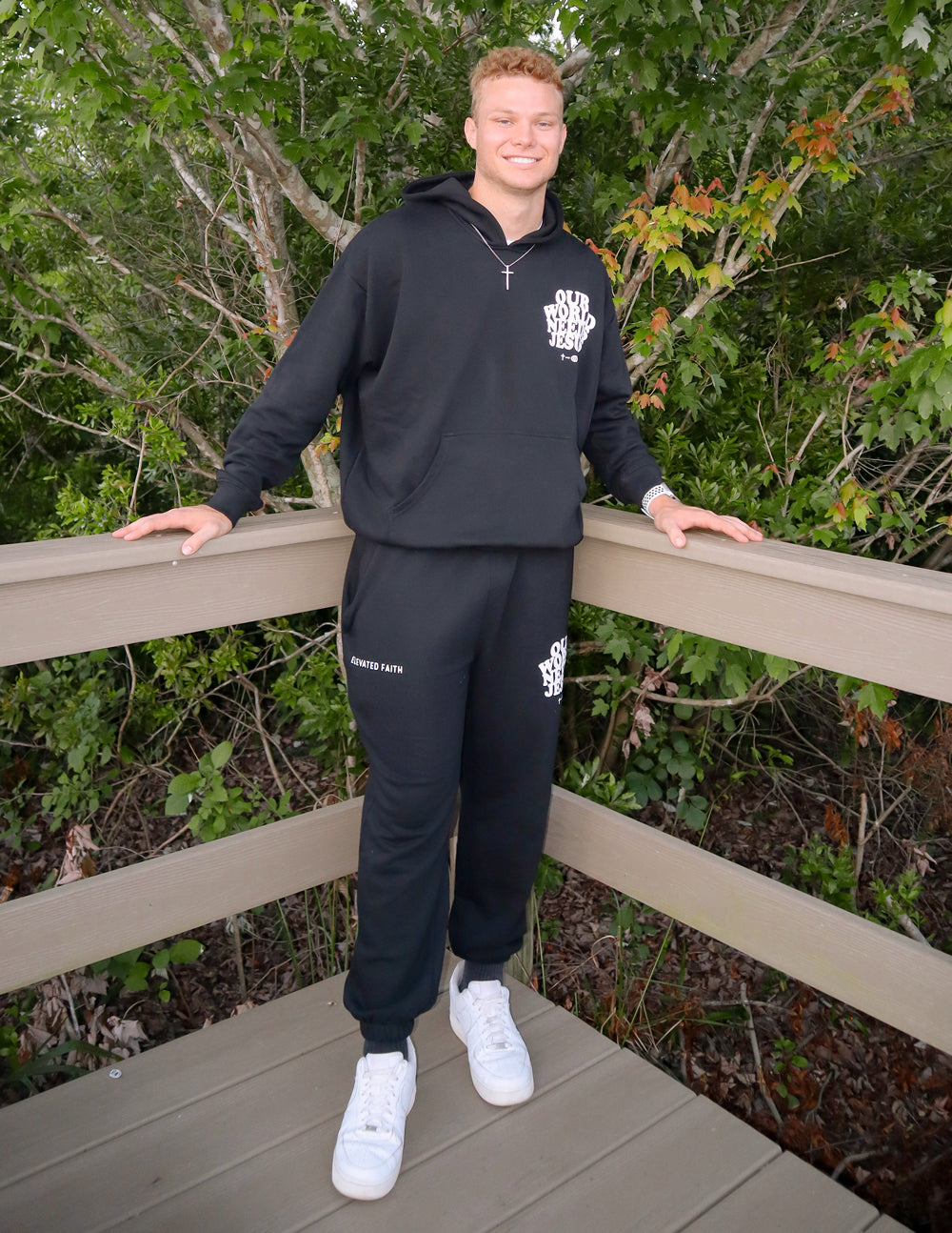 Our World Needs Jesus Black Unisex Sweatpants | Faith Based Premium Loungewear
