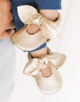 Platinum Knotted Bow Baby Shoe