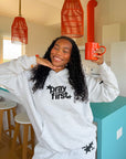Pray First Heather Grey Unisex Hoodie
