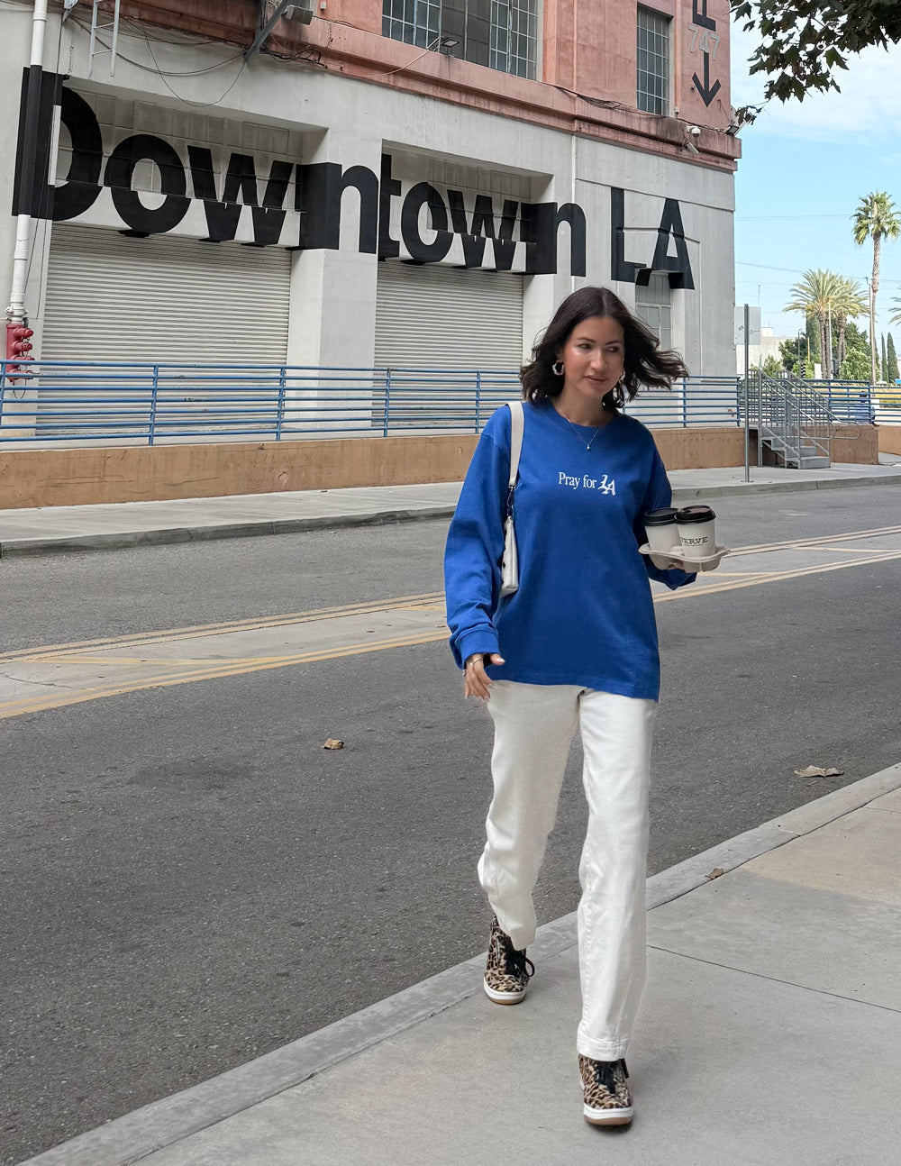 Pray for Los Angeles Blue Long Sleeve Heavyweight Tee
